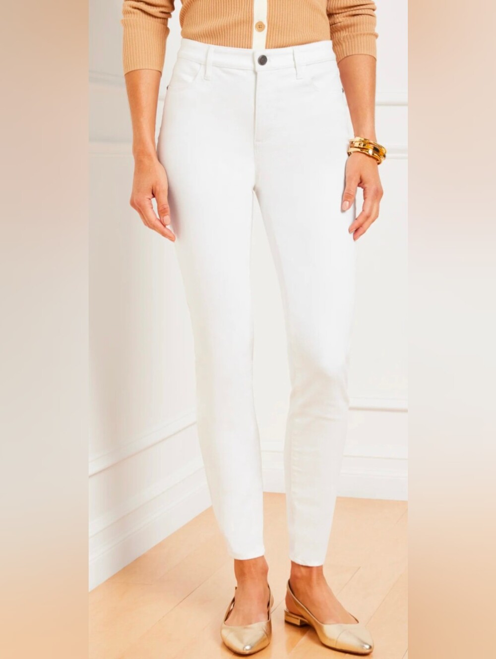 1822 Adriana Cotton Blend Classic White Women's Jeans - Clean Slim Fit 8